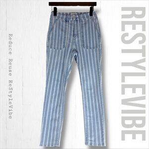 OAT Women’s Size 27 Denim Jeans Striped Stretch High Rise Skinny Fit Ankle